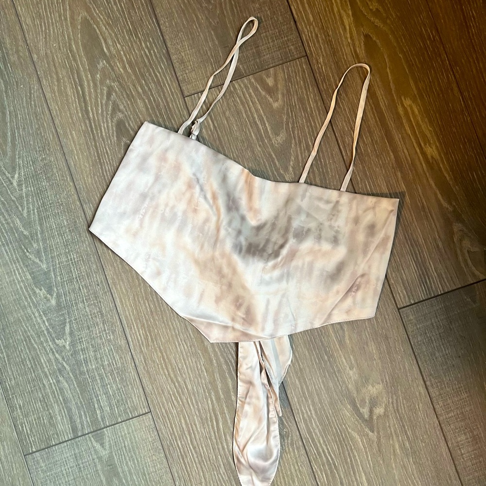 Boutique spaghetti strap tied back triangle top